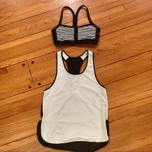 Lululemon mint green and black tank top & bra set